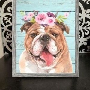 Framed 8x10 Bulldog Dog Print